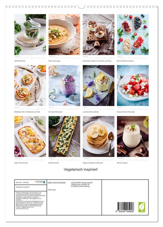 Produktbild: Vegetarisch inspiriert (hochwertiger Premium Wandkalender 2026 DIN A2 hoch), Kunstdruck in Hochglanz