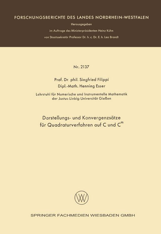 Produktbild: Darstellungs- und Konvergenzs&auml;tze f&uuml;r Quadraturverfahren auf C und Cm