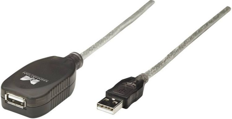 Produktbild: Manhattan USB-Kabel USB 2.0 USB-A Stecker, USB-A Buchse 5.00m Transparent 519779