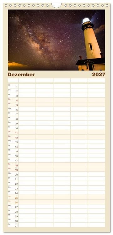 Produktbild: Familienplaner 2027 - Leuchtt&uuml;rme - An den sch&ouml;nsten K&uuml;sten. mit 5 Spalten (Wandkalender, 21 x 45 cm) CALVENDO
