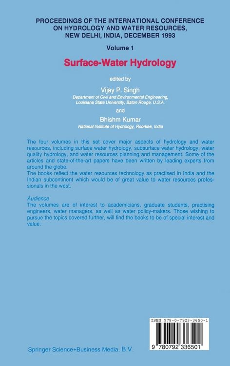 Produktbild: Proceedings of the International Conference on Hydrology and Water Resources, New Delhi, India, December 1993