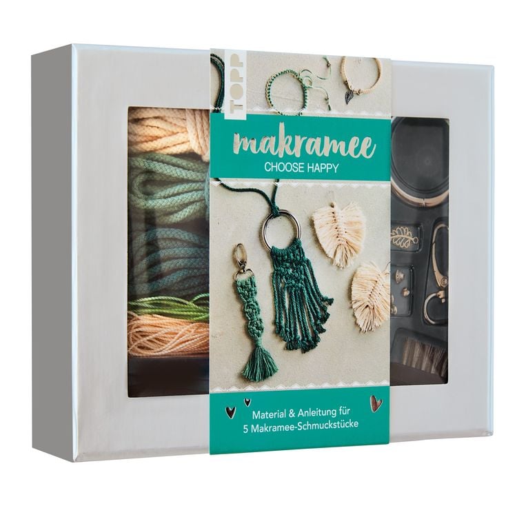Produktbild: Makramee-Schmuckset "Choose Happy" (Petrol/Natur)