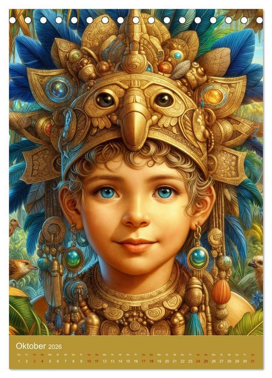 Produktbild: Regenwaldkinder - Ein vom Leben der Mayas inspierter Kinderkalender (Tischkalender 2026 DIN A5 hoch), CALVENDO Monatskalender