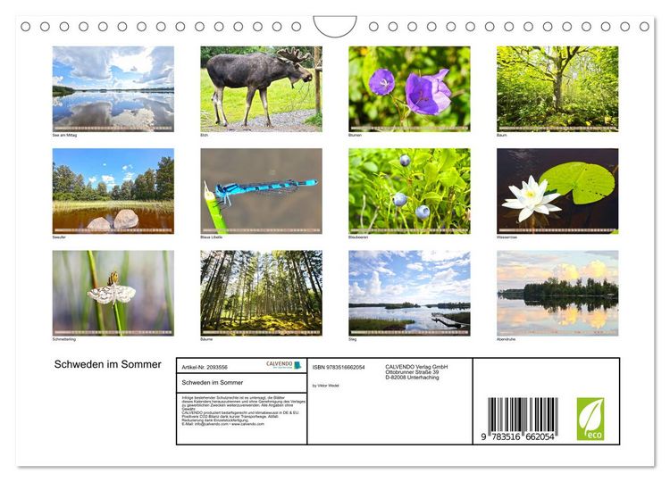 Produktbild: Schweden im Sommer (Wandkalender 2026 DIN A4 quer), CALVENDO Monatskalender