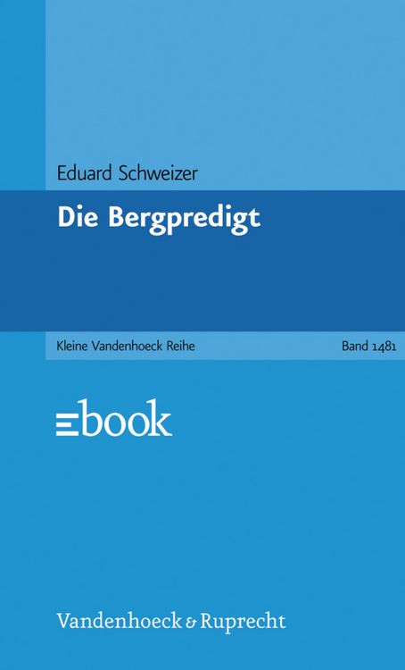 Produktbild: Schweizer, E: Bergpredigt