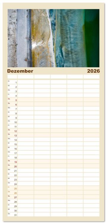 Produktbild: Familienplaner 2026 - ABOVE - Die Welt von oben in ihrer abstraktesten Form mit 5 Spalten (Wandkalender, 21 x 45 cm) CALVENDO