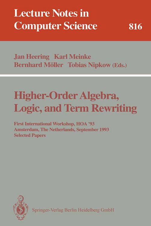 Produktbild: Higher-Order Algebra, Logic, and Term Rewriting