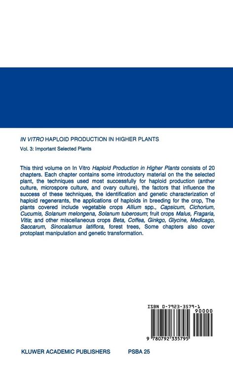 Produktbild: In vitro Haploid Production in Higher Plants