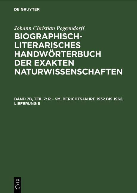 Produktbild: R - Sm, Berichtsjahre 1932 bis 1962, Lieferung 5