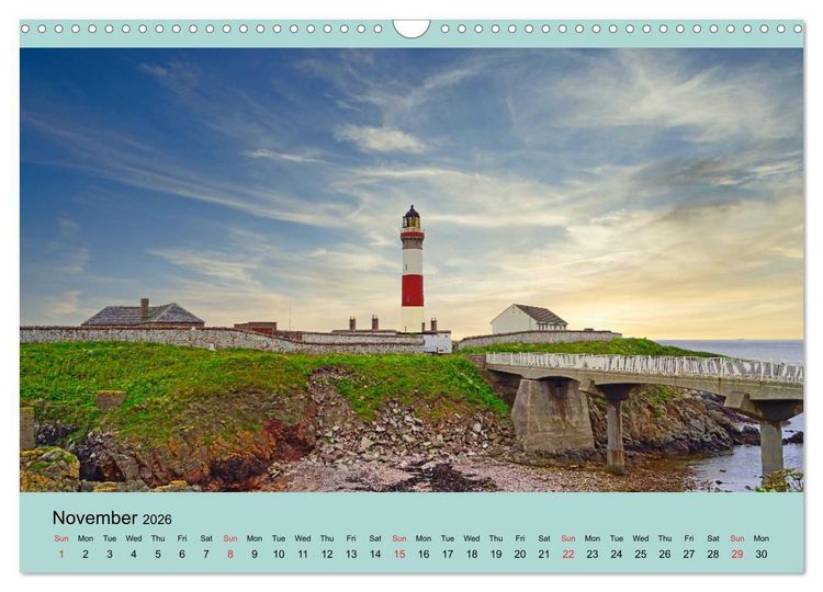Produktbild: Scottish Lighthouses - beacons along the coast of Scotland (Wall Calendar 2026 DIN A3 landscape), CALVENDO 12 Month Wall Calendar