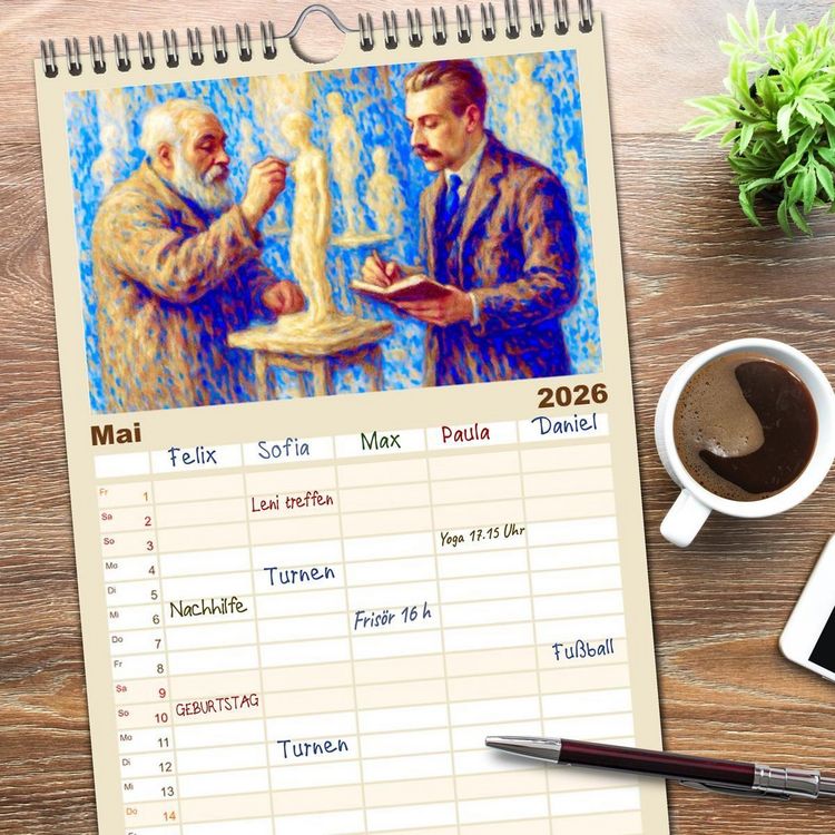 Produktbild: Familienplaner 2026 - Rainer Maria Rilke. Sein Leben, seine Werke mit 5 Spalten (Wandkalender, 21 x 45 cm) CALVENDO