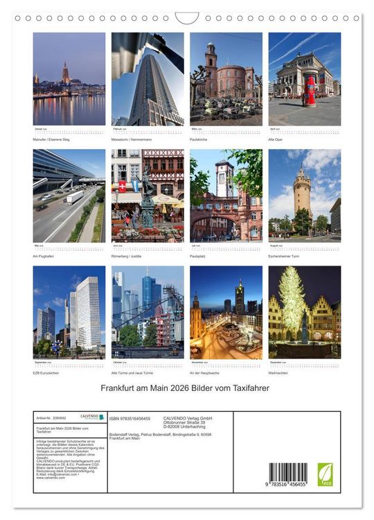 Produktbild: Frankfurt am Main 2026 Bilder vom Taxifahrer (Wandkalender 2026 DIN A3 hoch), CALVENDO Monatskalender