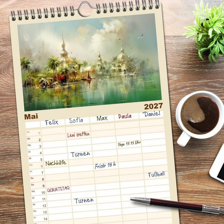 Produktbild: Familienplaner 2027 - Karibisches Flair mit 5 Spalten (Wandkalender, 21 x 45 cm) CALVENDO