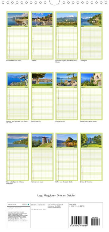 Produktbild: Lago Maggiore - Orte am Ostufer - Familienplaner hoch (Wandkalender 2022 , 21 cm x 45 cm, hoch)