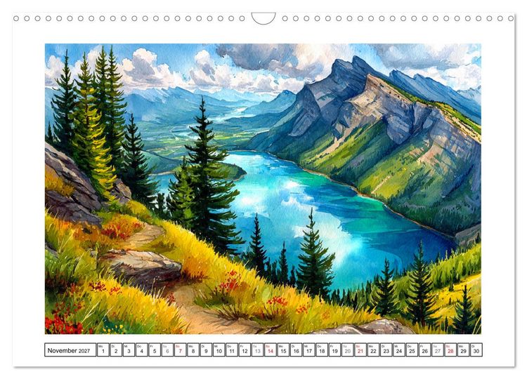 Produktbild: Kanada in Farben. Aquarelle zwischen Skyline und Wildnis (Wandkalender 2027 DIN A3 quer), CALVENDO Monatskalender