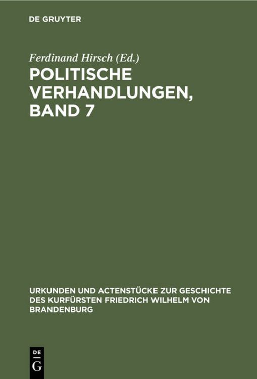 Produktbild: Politische Verhandlungen, Band 7