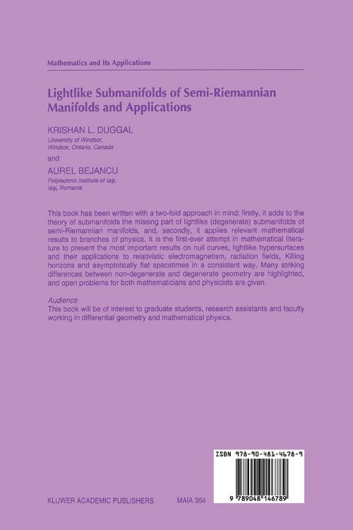 Produktbild: Lightlike Submanifolds of Semi-Riemannian Manifolds and Applications
