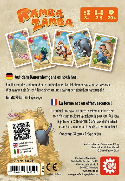 CreativaMente Ramba Zamba – Italienisches Partyspiel Für Die Familie, Schnelles Strategiespiel In Der Box
