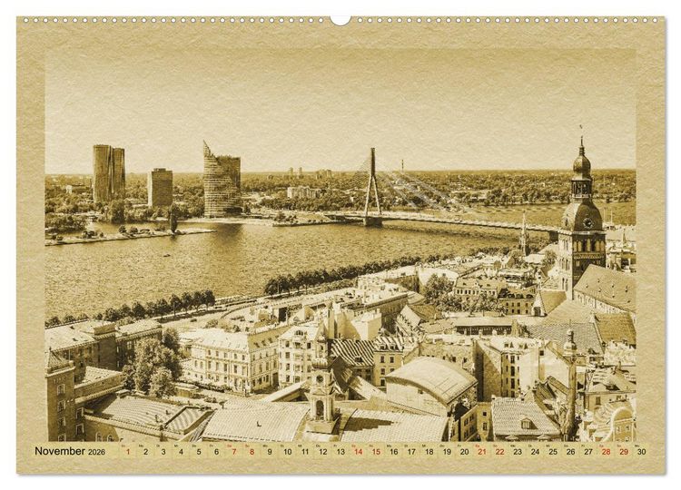 Produktbild: Riga &ndash; Ein Kalender im Zeitungsstil (Wandkalender 2026 DIN A2 quer), CALVENDO Monatskalender