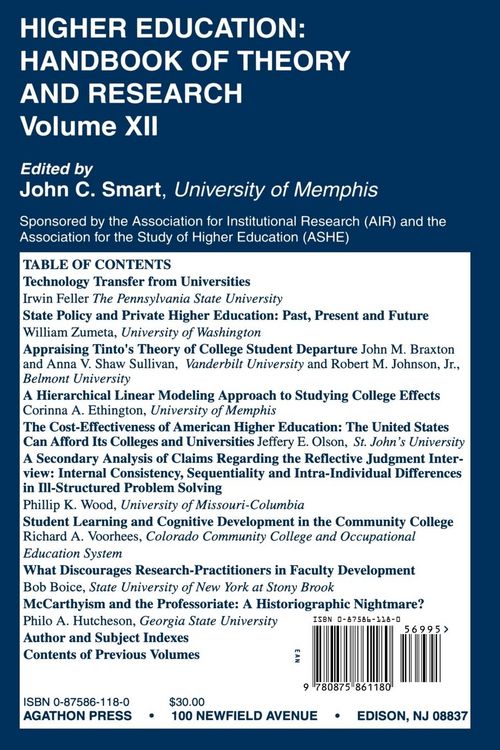 Produktbild: Higher Education: Handbook of Theory and Research 12
