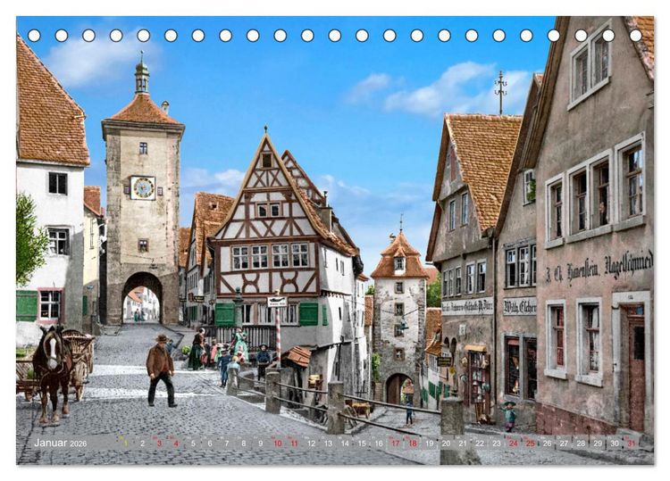 Produktbild: Rothenburg ob der Tauber um das Jahr 1900 &ndash; Fotos neu koloriert (Tischkalender 2026 DIN A5 quer), CALVENDO Monatskalender