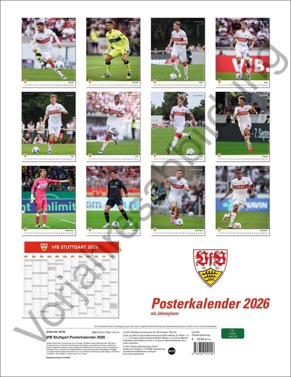 Produktbild: VfB Stuttgart Posterkalender 2027