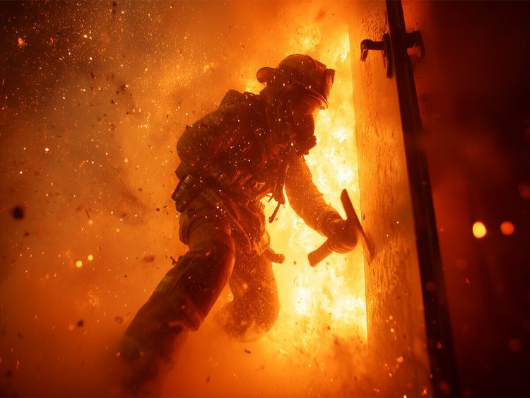 Produktbild: CALVENDO Puzzle Feuerwehrmann im Feuer | 1000 Teile Lege-Gr&ouml;&szlig;e 64x48cm Foto-Puzzle f&uuml;r gl&uuml;ckliche Stunden