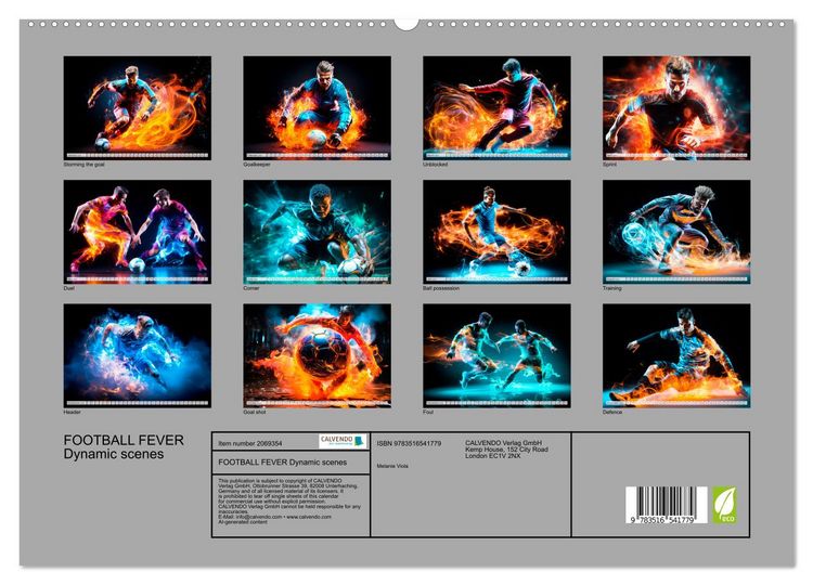 Produktbild: FOOTBALL FEVER Dynamic scenes (High Quality Premium Wall Calendar 2026 DIN A2 landscape),CALVENDO 12 Month Wall Calendar