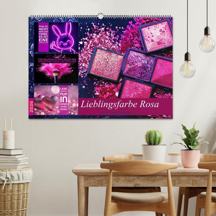 Produktbild: Lieblingsfarbe Rosa - mit coolen Spr&uuml;chen (Wandkalender 2026 DIN A2 quer), CALVENDO Monatskalender