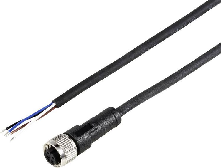 Produktbild: TRU COMPONENTS TC-12833224 Sensor-/Aktor-Anschlussleitung M12 Kupplung, gerade 10 m Polzahl Sensoren: 4 1 St.