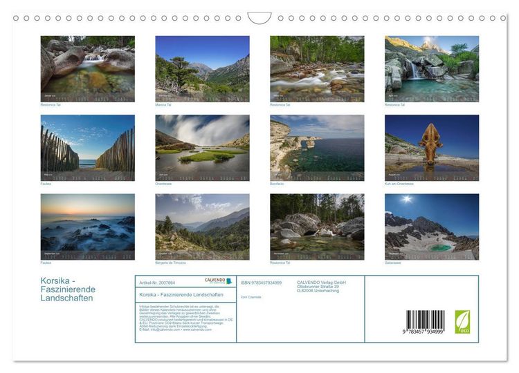 Produktbild: Korsika - Faszinierende Landschaften (Wandkalender 2026 DIN A3 quer), CALVENDO Monatskalender