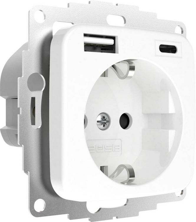 Produktbild: 2USB 2U-449368 Schutzkontakt-Steckdose erh&ouml;hter Ber&uuml;hrungsschutz, mit USB-Ladeausgang IP20 Reinwei&szlig; (gl&auml;nzend)