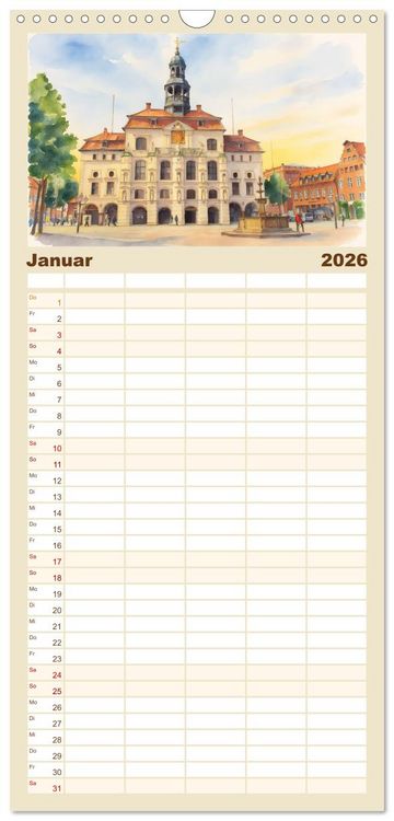 Produktbild: Familienplaner 2026 - Zauberhaftes L&uuml;neburg mit 5 Spalten (Wandkalender, 21 x 45 cm) CALVENDO