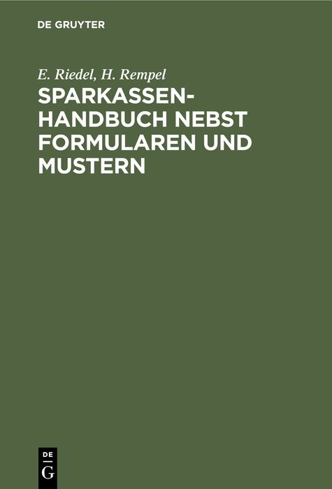 Produktbild: Sparkassenhandbuch nebst Formularen und Mustern