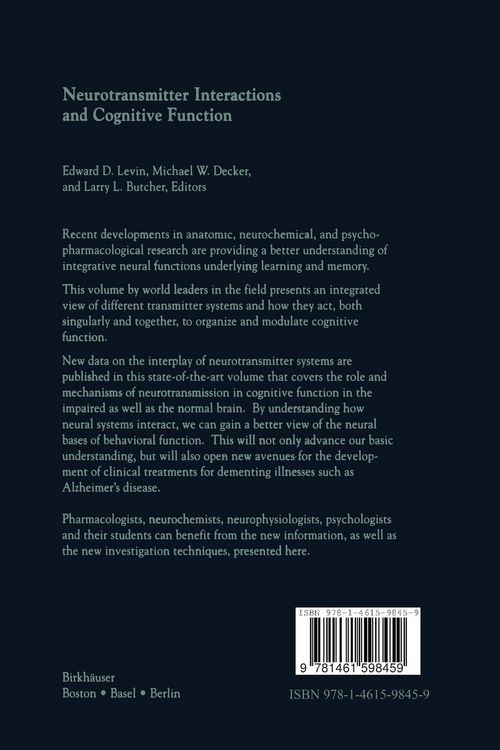 Produktbild: Neurotransmitter Interactions and Cognitive Function