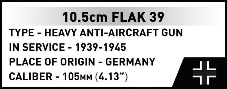 Produktbild: COBI Historical Collection 3142 - 10,5 cm Flak 39, WWII, Bausatz 1:35, 339/2 Klemmbausteine