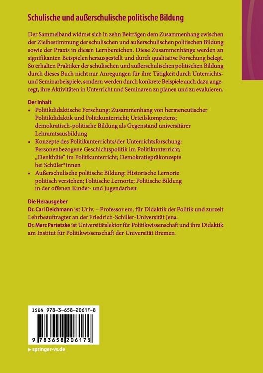 Produktbild: Schulische und au&szlig;erschulische politische Bildung