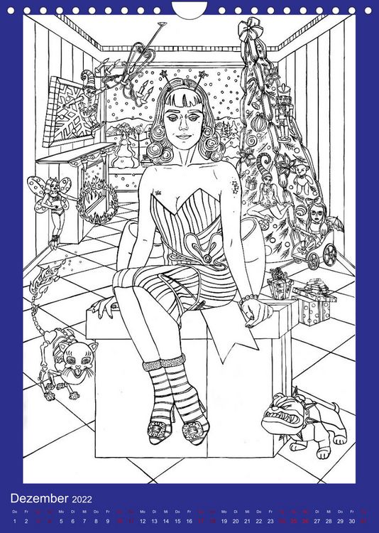 Produktbild: Burlesque Malkalender, Malbuch / burlesque coloring book mit Bildern von Sara Horwath (Wandkalender 2022 DIN A4 hoch)