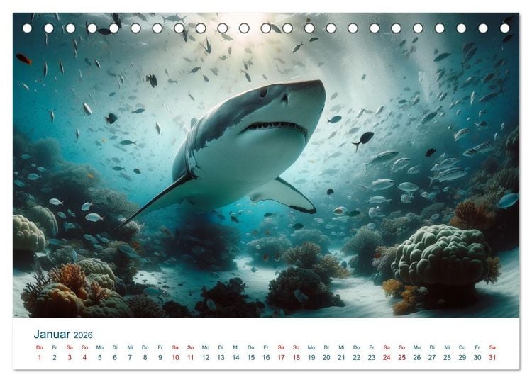 Produktbild: Wei&szlig;e Haie (Tischkalender 2026 DIN A5 quer), CALVENDO Monatskalender