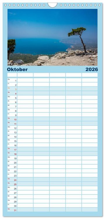 Produktbild: Familienplaner 2026 - Rhodos - Traumhafter S&uuml;den mit 5 Spalten (Wandkalender, 21 x 45 cm) CALVENDO