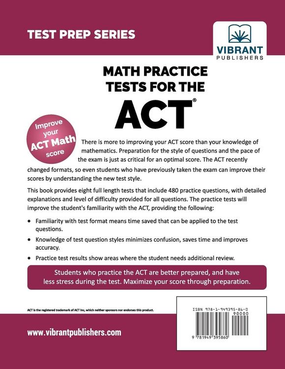 Produktbild: Math Practice Tests for the ACT