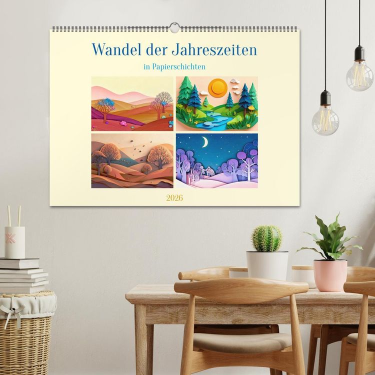 Produktbild: Wandel der Jahreszeiten in Papierschichten (Wandkalender 2026 DIN A2 quer), CALVENDO Monatskalender
