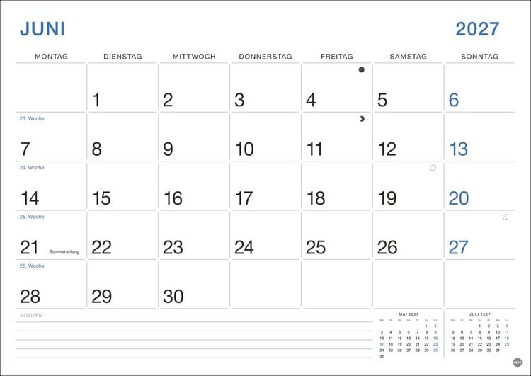 Produktbild: B&uuml;ro Monatsplaner 2027