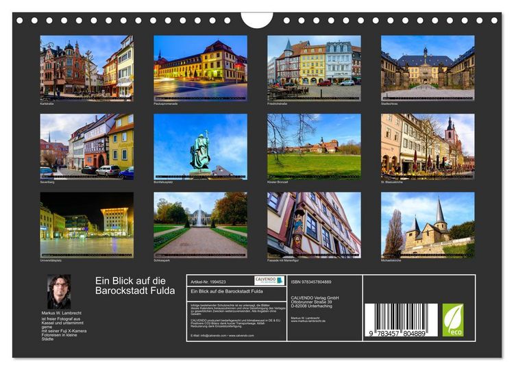 Produktbild: Ein Blick auf die Barockstadt Fulda (Wandkalender 2026 DIN A4 quer), CALVENDO Monatskalender