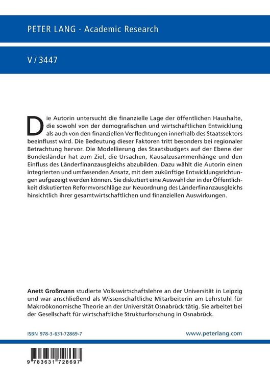 Produktbild: Modellierung des Staatsbudgets auf der Ebene der Bundesl&auml;nder