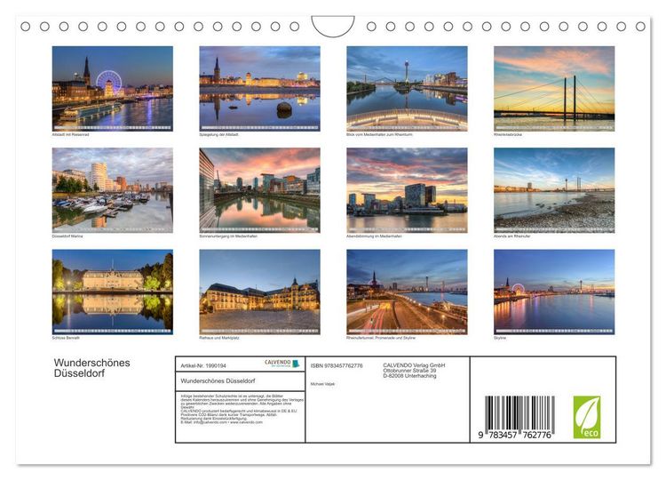 Produktbild: Wundersch&ouml;nes D&uuml;sseldorf (Wandkalender 2026 DIN A4 quer), CALVENDO Monatskalender
