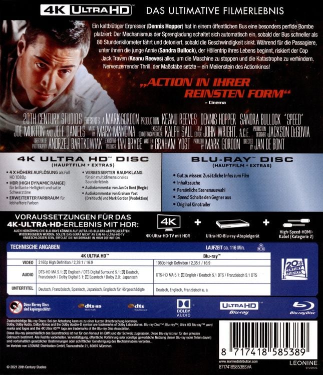 Produktbild: Speed (4K Ultra HD) (+ Blu-ray 2D)