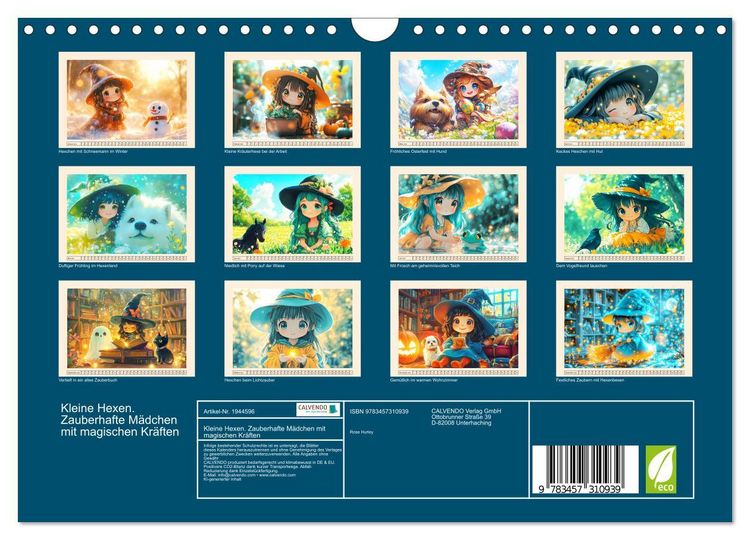 Produktbild: Kleine Hexen. Zauberhafte M&auml;dchen mit magischen Kr&auml;ften (Wandkalender 2026 DIN A4 quer), CALVENDO Monatskalender