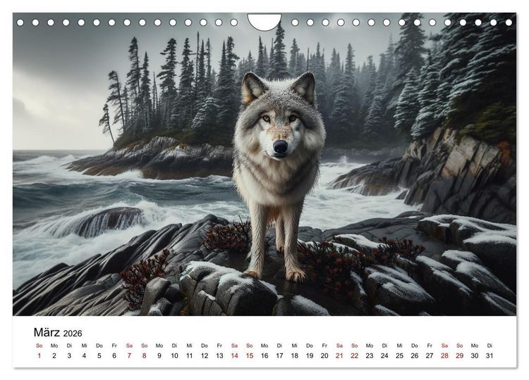 Produktbild: Kanadische K&uuml;stenw&ouml;lfe (Wandkalender 2026 DIN A4 quer), CALVENDO Monatskalender