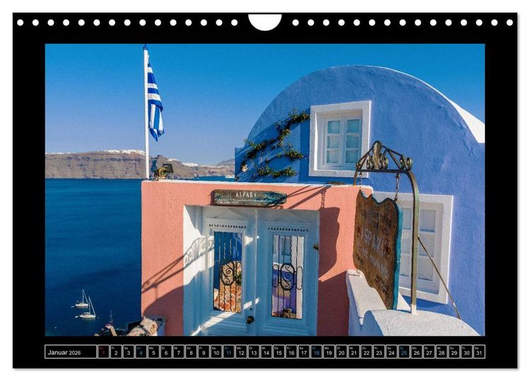 Produktbild: Kalimera Thira - Santorini, die sch&ouml;nste der Kykladen stellt sich vor (Wandkalender 2026 DIN A4 quer), CALVENDO Monatskalender